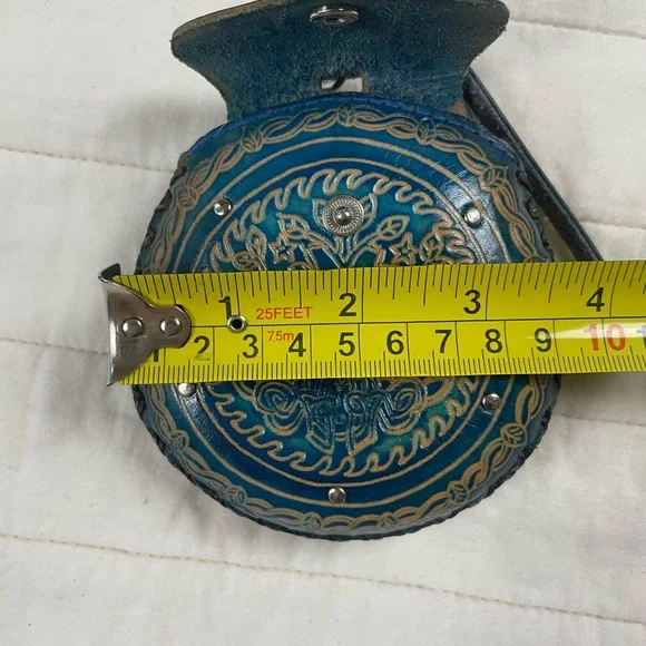 Teal Leather Clutch with Celtic Design - Picture 8 of 15